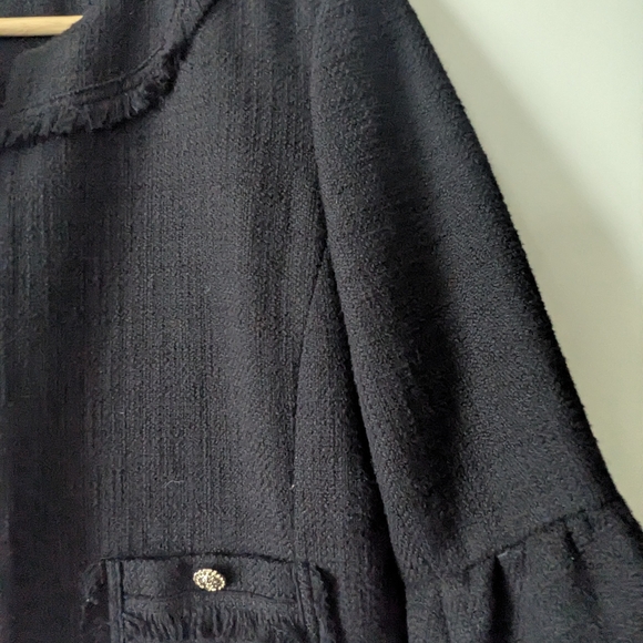 Karl Lagerfield Medium Black Tweed Blazer Jacket - Picture 5 of 16